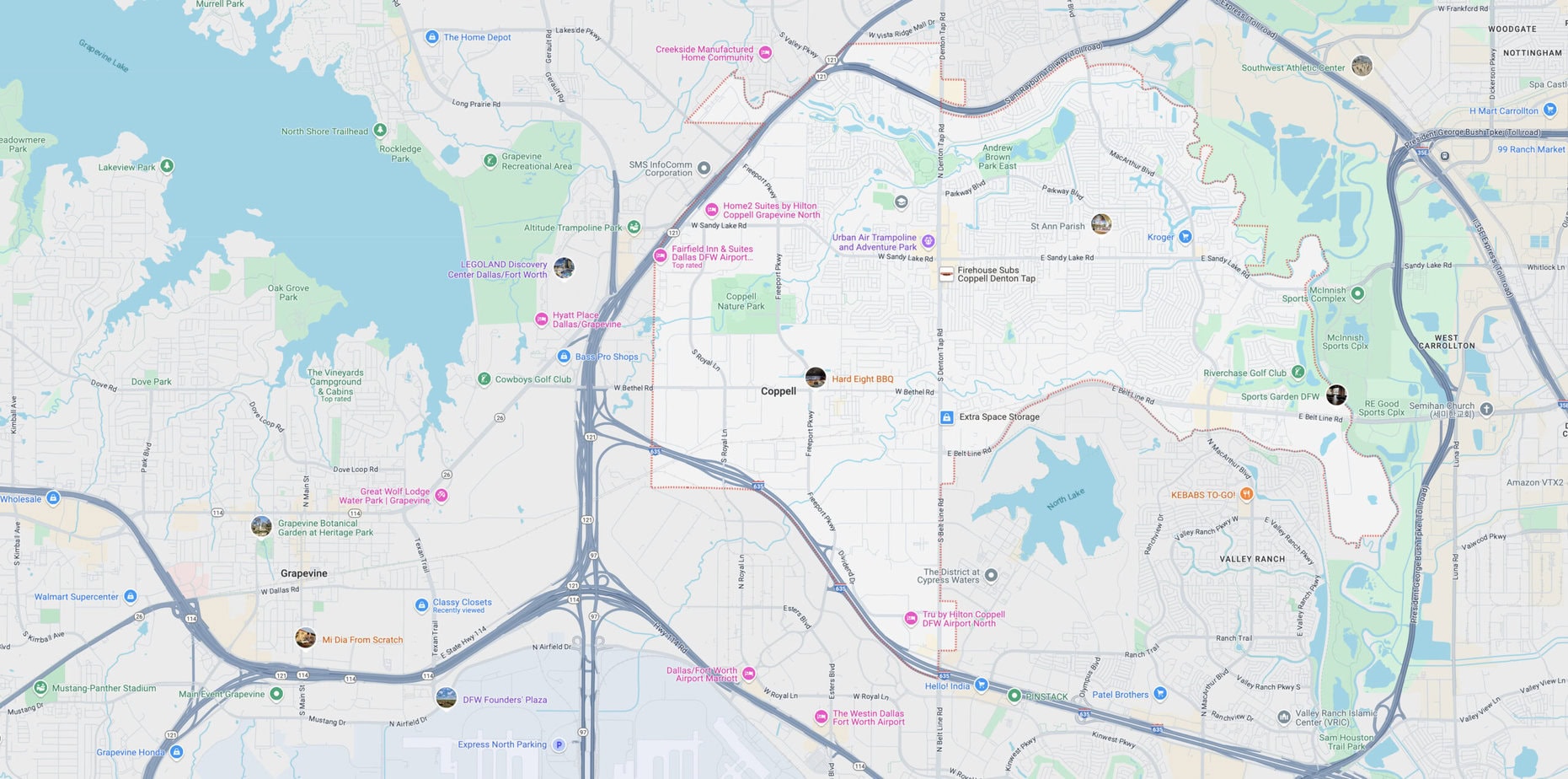 Map of Coppell, Texas