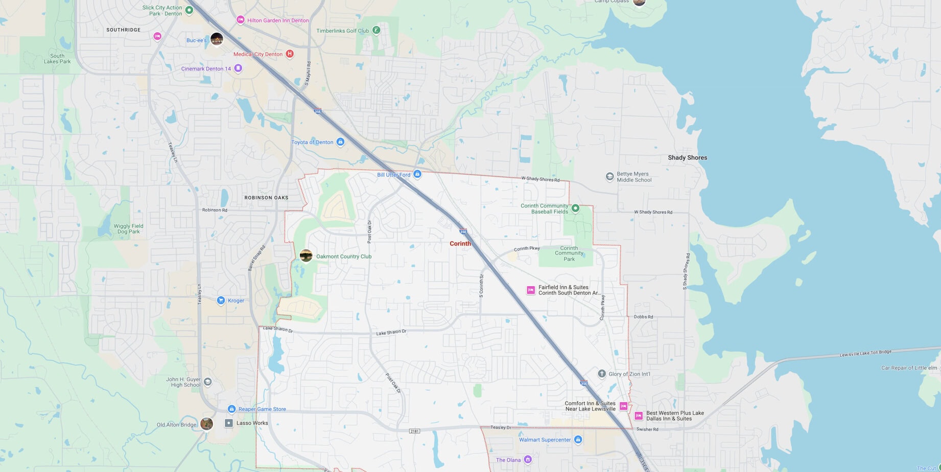 Map of Corinth, Texas
