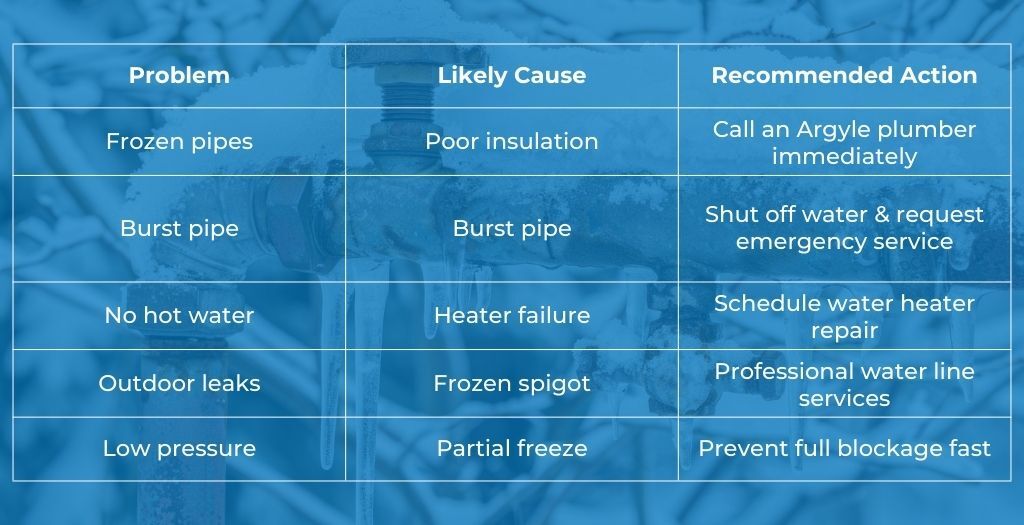 winter plumbing issues in argyle